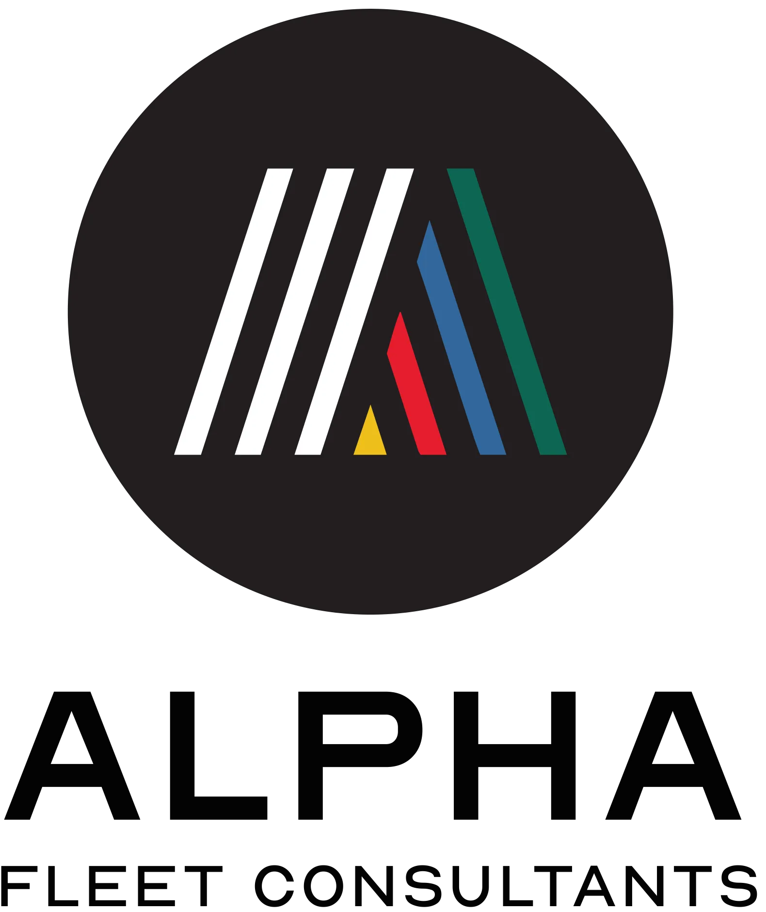 Alpha Fleet Consultants — Badge lockup, knockout
