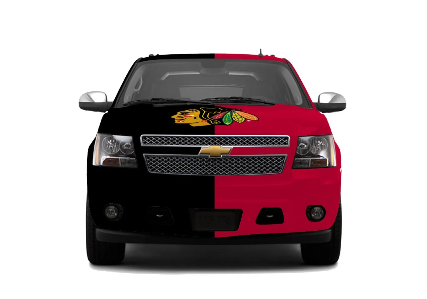 Vehicle wraps — Concept — one vehicle, both jerseys, split on the centreline